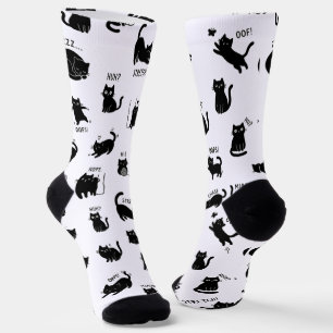 Minimalist Funny Black Cats Pattern Socks