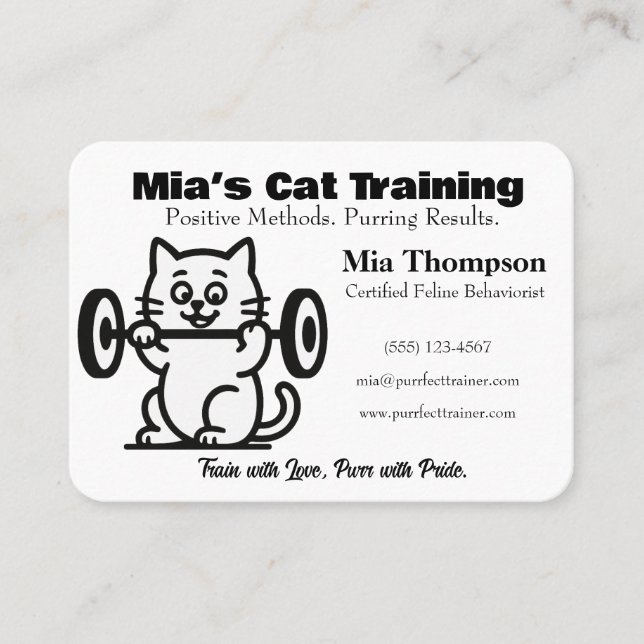 Minimalist Funny Cat Trainer Business Card  (Front)