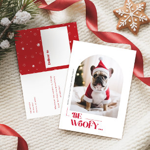 Minimalist Funny Dog Pet Arch Photo Christmas Holiday Postcard