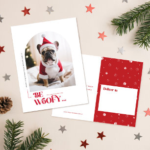Minimalist Funny Dog Pet Arch Photo Christmas Holiday Postcard