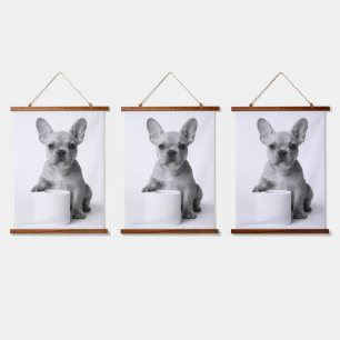 Minimalist Funny French Bulldog Guards ToiletPaper Hanging Tapestry