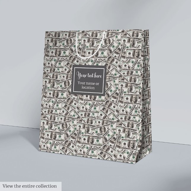 Minimalist funny gift for money lovers custom name medium gift bag (Minimalist funny gift for money lovers custom name Medium Gift Bag)