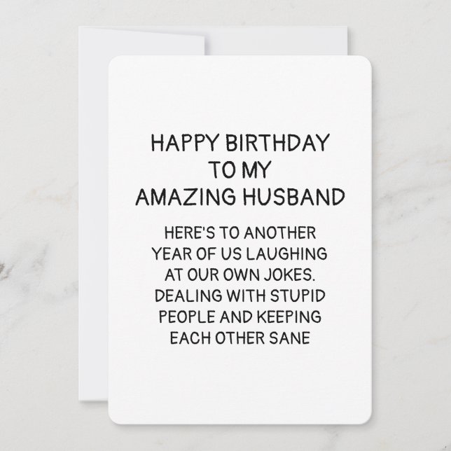 Minimalist Funny Happy Birthday Husband Card (Front)