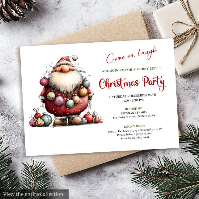 Minimalist Funny Santa Hand Drawn Festive Invites (Minimalist Funny Santa Hand Drawn Festive Invitation)