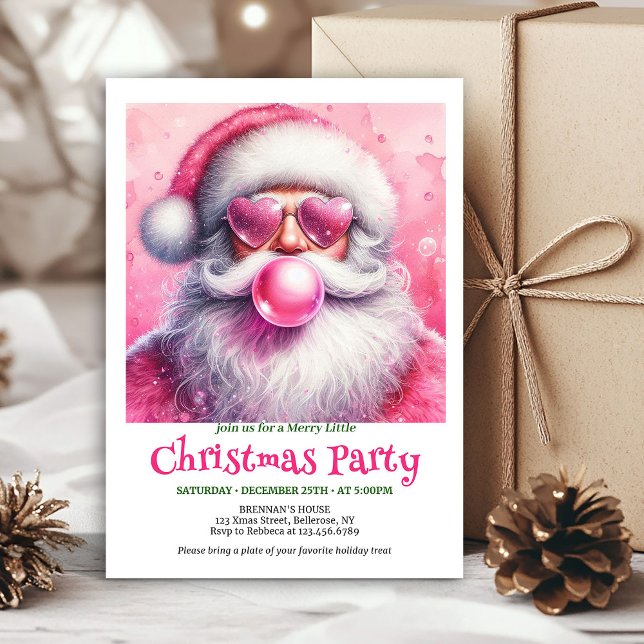 Minimalist Funny Santa Heart Glasses Christmas  Invitation (Minimalist Funny Santa Heart Glasses Christmas Invite

)