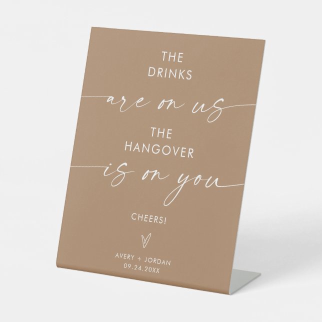 Minimalist Funny Wedding Open Bar Sign | Modern (Front)
