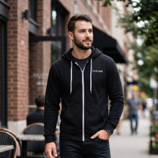 Minimalist FUSION Zip Up Hoodie | Black Modern