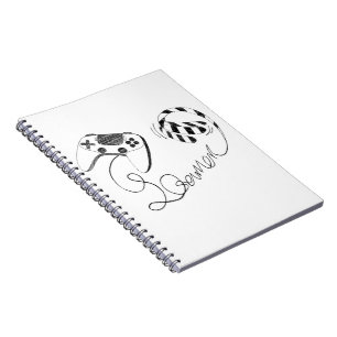Minimalist Gamer Cat Line Art - Controller Cable  Notebook