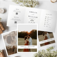 Minimalist Gatefold  Photo QR Code RSVP wedding