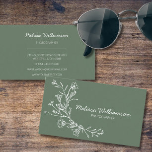 Minimalist Gathered Flowers Business Card