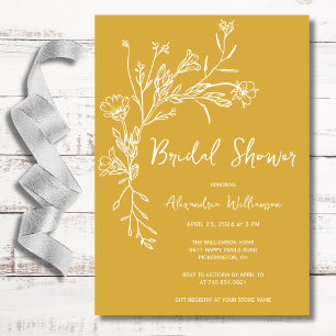 Minimalist Gathered Wildflowers Bridal Shower  Invitation