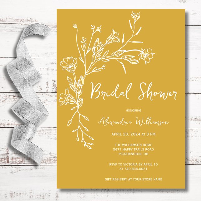 Minimalist Gathered Wildflowers Bridal Shower  Invitation (Creator Uploaded)