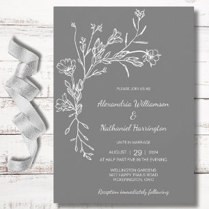 Minimalist Gathered Wildflowers Wedding Invitation