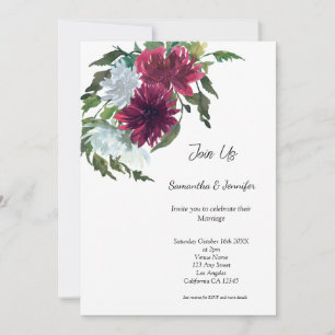 Minimalist Gay LGBGQ  QR Code Floral Wedding Invit Invitation