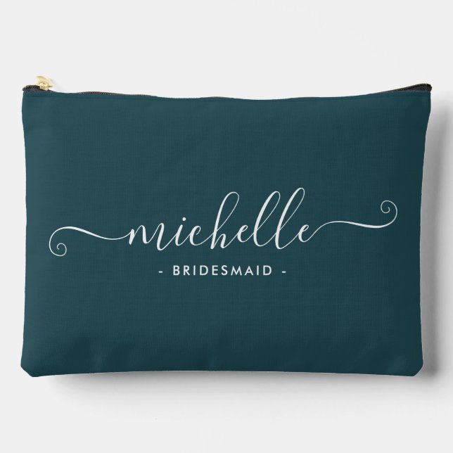 Minimalist Gemstone Green Personalised Bridesmaid Accessory Pouch (Front)