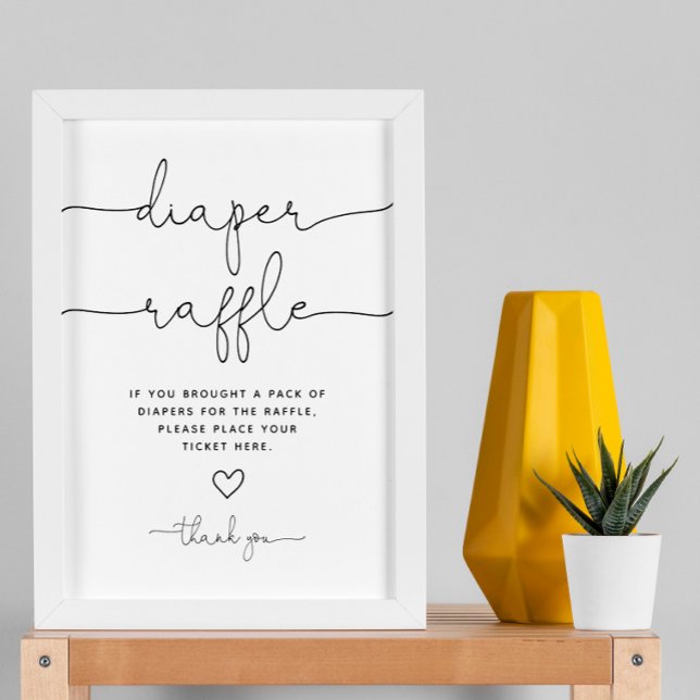 Minimalist Gender Baby Shower Diaper Raffle Sign (Creator Uploaded)