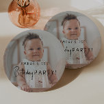 Minimalist Gender Neutral 1st Birthday Photo Paper Plate<br><div class="desc">Celebrate your little one's special day with our minimalist gender-neutral 1st birthday photo paper plates, designed for kids of all ages. This product is perfect for birthdays in any season—spring, summer, fall, or winter- featuring a clean, modern black-and-white design with a touch of boho whimsy. Its simple yet rustic style...</div>