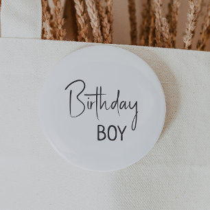 Minimalist Gender Neutral Birthday Boy 6 Cm Round Badge