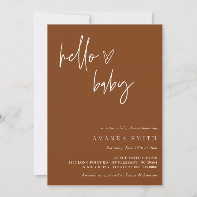 Minimalist Gender Neutral Boho Hello Baby Shower Invitation (Front)