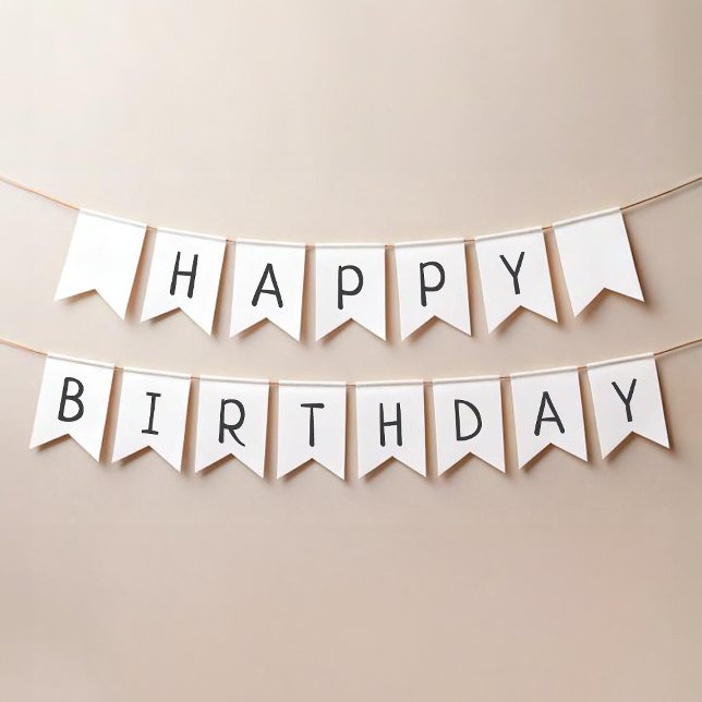 Minimalist Gender Neutral Happy Birthday Big Bunting (Creator Uploaded)