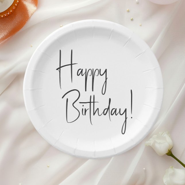 Minimalist Gender Neutral Happy Birthday Paper Plate (Creator Uploaded)