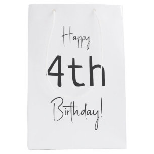 Minimalist Gender Neutral Happy Birthday With Age Medium Gift Bag