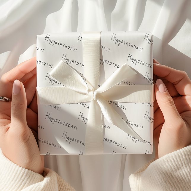 Minimalist Gender Neutral Happy Birthday! Wrapping Paper Sheet (Creator Uploaded)