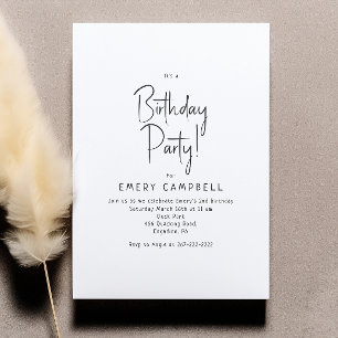 Minimalist Gender Neutral It's A Birthday Party Invitation