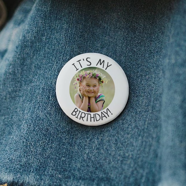 Minimalist Gender Neutral It's My Birthday Photo 6 Cm Round Badge (Creator Uploaded)