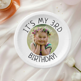 Minimalist Gender Neutral It's My Birthday Photo Paper Plate