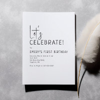 Minimalist Gender Neutral Let's Celebrate Birthday