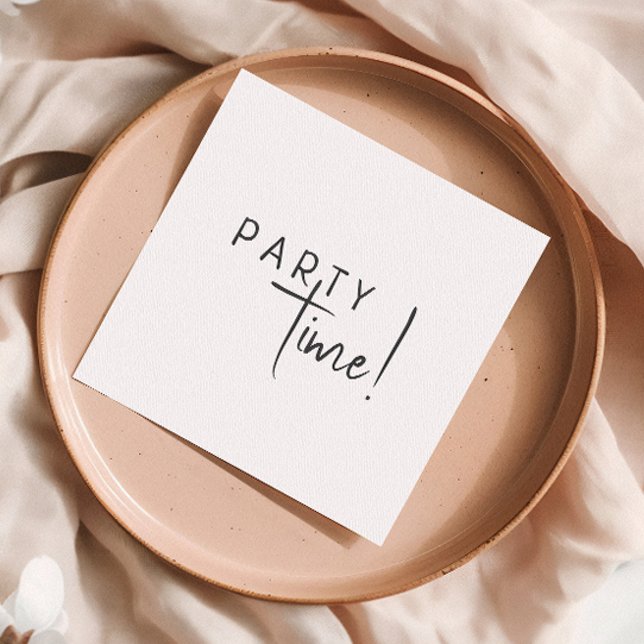 Minimalist Gender Neutral Party Time Birthday Napkin (Creator Uploaded)