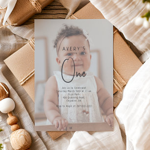 Minimalist Gender Neutral Photo 1st Birthday Invitation