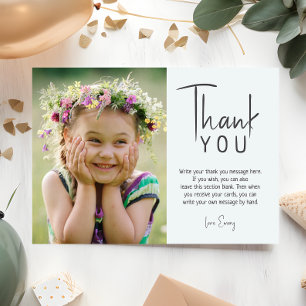 Minimalist Gender Neutral Photo Birthday Thank You Card