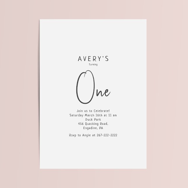 Minimalist Gender Neutral Script Any Age Birthday Invitation (Creator Uploaded)