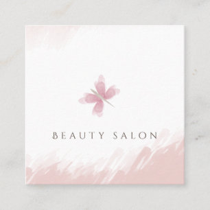 Minimalist gentle watercolor butterfly square business card