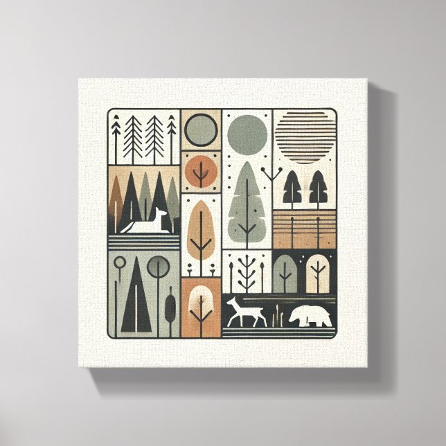 minimalist geometric abstract trees art canvas print (Front)