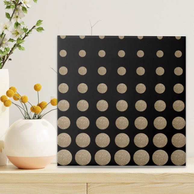minimalist geometric black gold glitter polka dots tile (minimalist geometric black gold glitter polka dots ceramic tile)