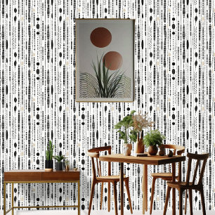 Minimalist Geometric Black White Ivory Abstract Wallpaper