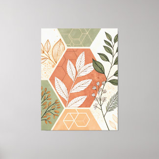 Minimalist Geometric & Botanical Stretched Canvas 