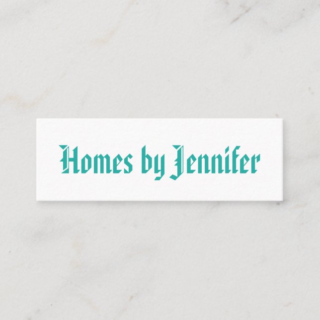 Minimalist Geometric Calligraphy Turquoise Profile Mini Business Card (Front)