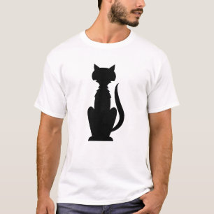 Minimalist Geometric Cat Outline T-Shirt
