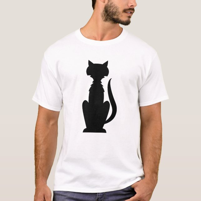 Minimalist Geometric Cat Outline T-Shirt (Front)