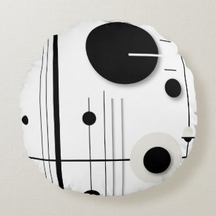 Minimalist Geometric Circle Symphony Lines Round Cushion