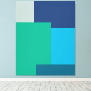 Minimalist Geometric Colour Block Blue Green Tones Canvas Print