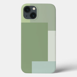 Minimalist Geometric Colour Block Sage Green Tones iPhone 13 Case