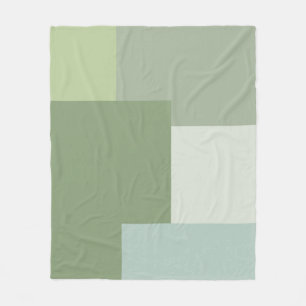 Minimalist Geometric Colour Block Sage Green Tones Fleece Blanket