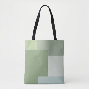 Minimalist Geometric Colour Block Sage Green Tones Tote Bag