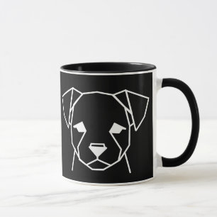 Minimalist Geometric Dog Black Coffee Mug
