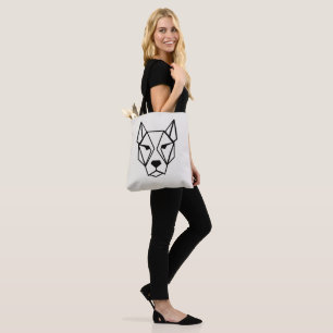 Minimalist Geometric Dog Head Organic Cotton Tote Bag